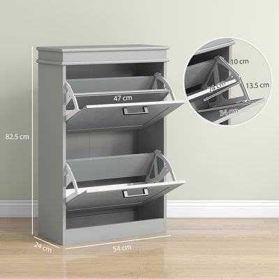 HOMCOM Two-Drawer Minimalistic Shoe Storage Cabinet, for 10 Shoes, Grey 