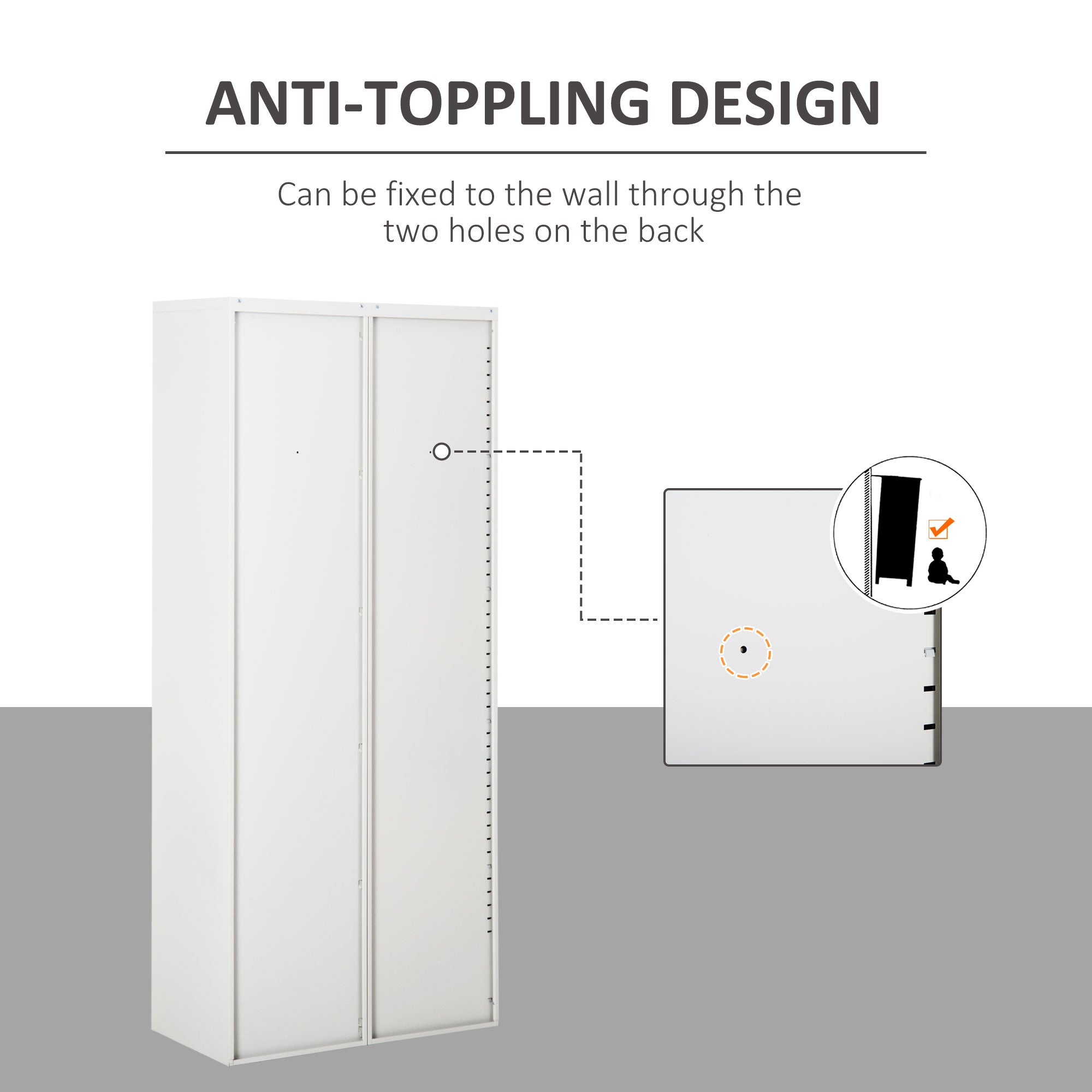 Vinsetto Cool Rolled Steel Tall Office Lockable Filing Cabinet 2 Doors 4 Internal Adjustable Shelves Bookcase Cabinet Storage Unit 80 L x 40 W x 184 cm 