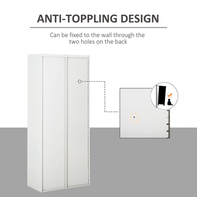 Vinsetto Cool Rolled Steel Tall Office Lockable Filing Cabinet 2 Doors 4 Internal Adjustable Shelves Bookcase Cabinet Storage Unit 80 L x 40 W x 184 cm 