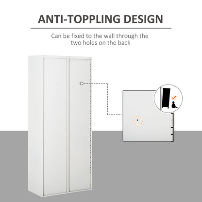Vinsetto Cool Rolled Steel Tall Office Lockable Filing Cabinet 2 Doors 4 Internal Adjustable Shelves Bookcase Cabinet Storage Unit 80 L x 40 W x 184 cm 