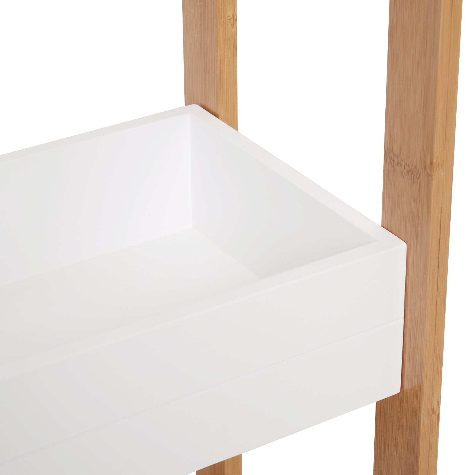 HOMCOM 3-Tier Bathroom Rack Storage Shelf Bamboo Organiser Shower Tower for Narrow Place 