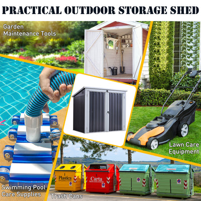 Outsunny 3.2 x 5.1ft Corrugated Steel Two-Bin Storage Shelter - Black 