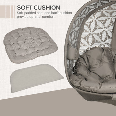 Outsunny Outdoor Double Hanging Chair with Cushion and Cup Holders, Sand Brown 