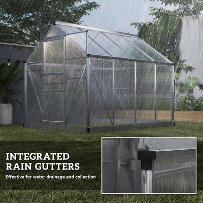 Outsunny 6 x 8ft Walk-In Greenhouse, with Sliding Door - Clear 