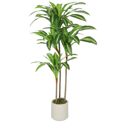 HOMCOM 120cm Artificial Dracaena Tree with Bendable Trunks - Green 