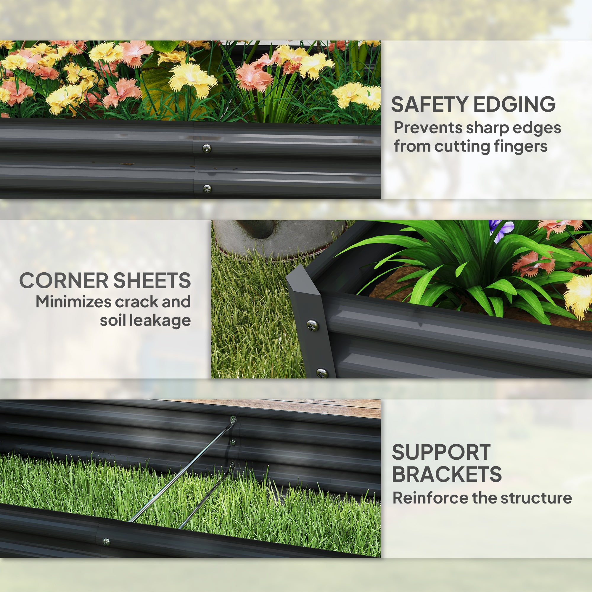 Outsunny 180 x 90cm Galvanised Steel Open Planter - 84H-211V00CG 