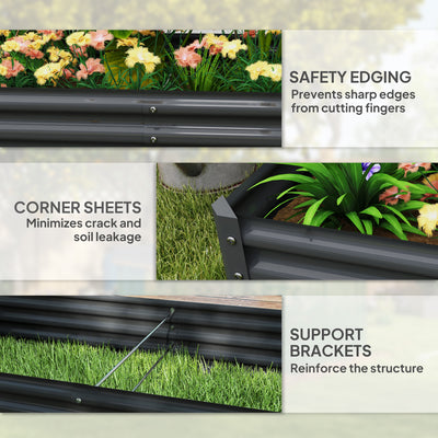 Outsunny 180 x 90cm Galvanised Steel Open Planter - 84H-211V00CG 