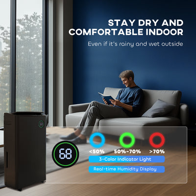 HOMCOM 5500mL Portable Dehumidifier with Air Purifier, UVC, Ioniser, 24H Timer, 5 Modes, 16L/Day, for Home Laundry, Black 
