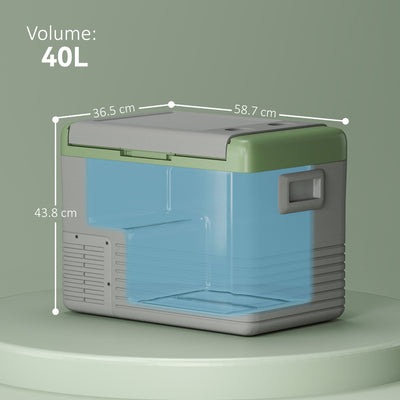 Outsunny 40L Portable Car Refrigerator - Light Green and Grey 