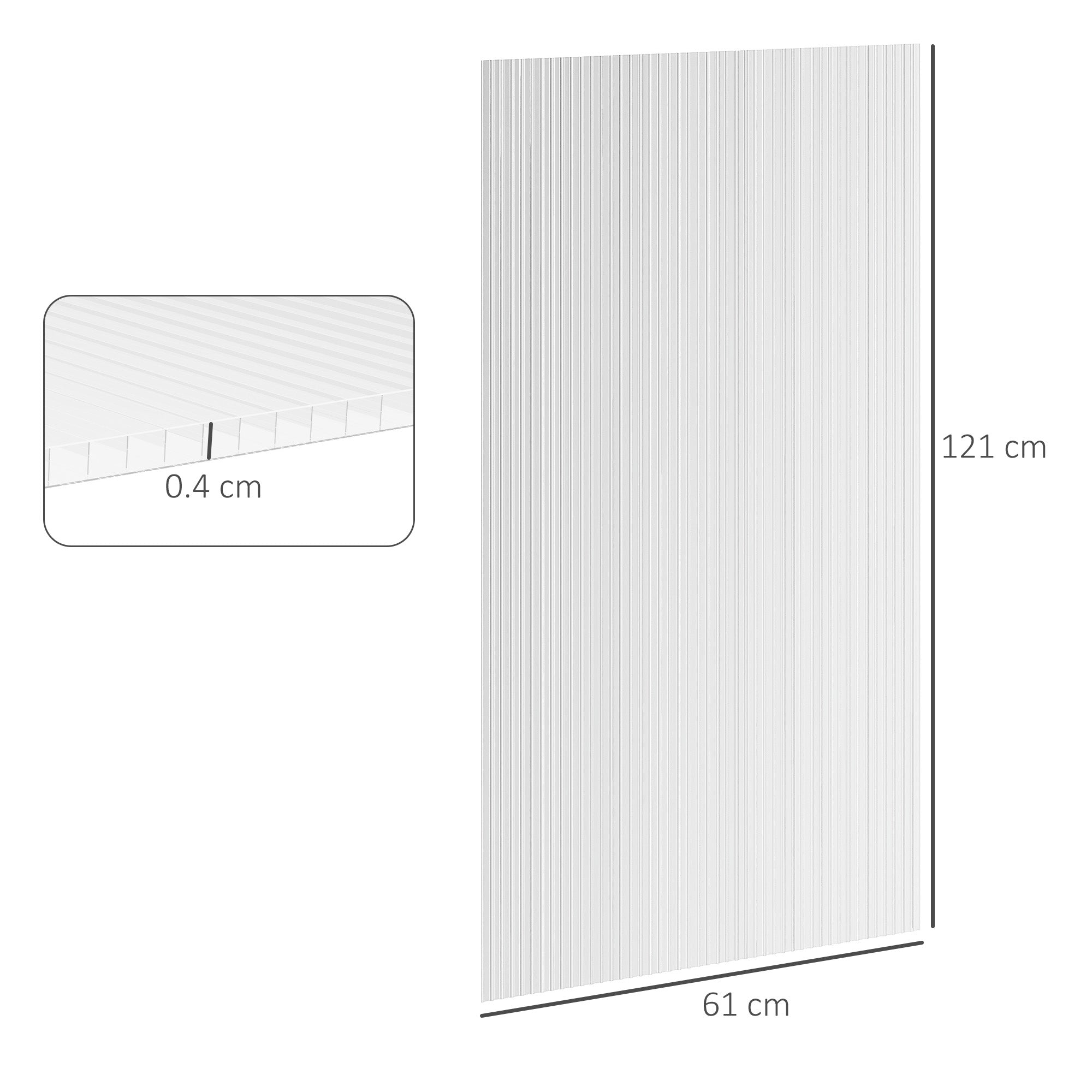 Outsunny 14 Pieces Polycarbonate Sheets, 121 x 61 x 0.4cm Twin-Wall Plastic Roofing Sheets, 10m\'c2\'b2 Replacement Greenhouse Panels, Waterproof and UV Protection, Clear 