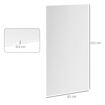 Outsunny 14 Pieces Polycarbonate Sheets, 121 x 61 x 0.4cm Twin-Wall Plastic Roofing Sheets, 10m\'c2\'b2 Replacement Greenhouse Panels, Waterproof and UV Protection, Clear 
