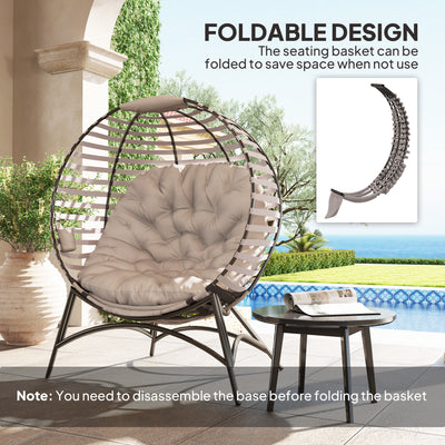 Outsunny Egg Chair with Cushion & Side Pocket - Light Grey 