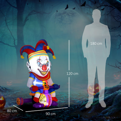 Outsunny 4ft Halloween Inflatable Clown on Bicycle, Blow Up Outdoor Halloween Decoration with 3 Built-in LED Lights for Garden, Party Indoor Outdoor 