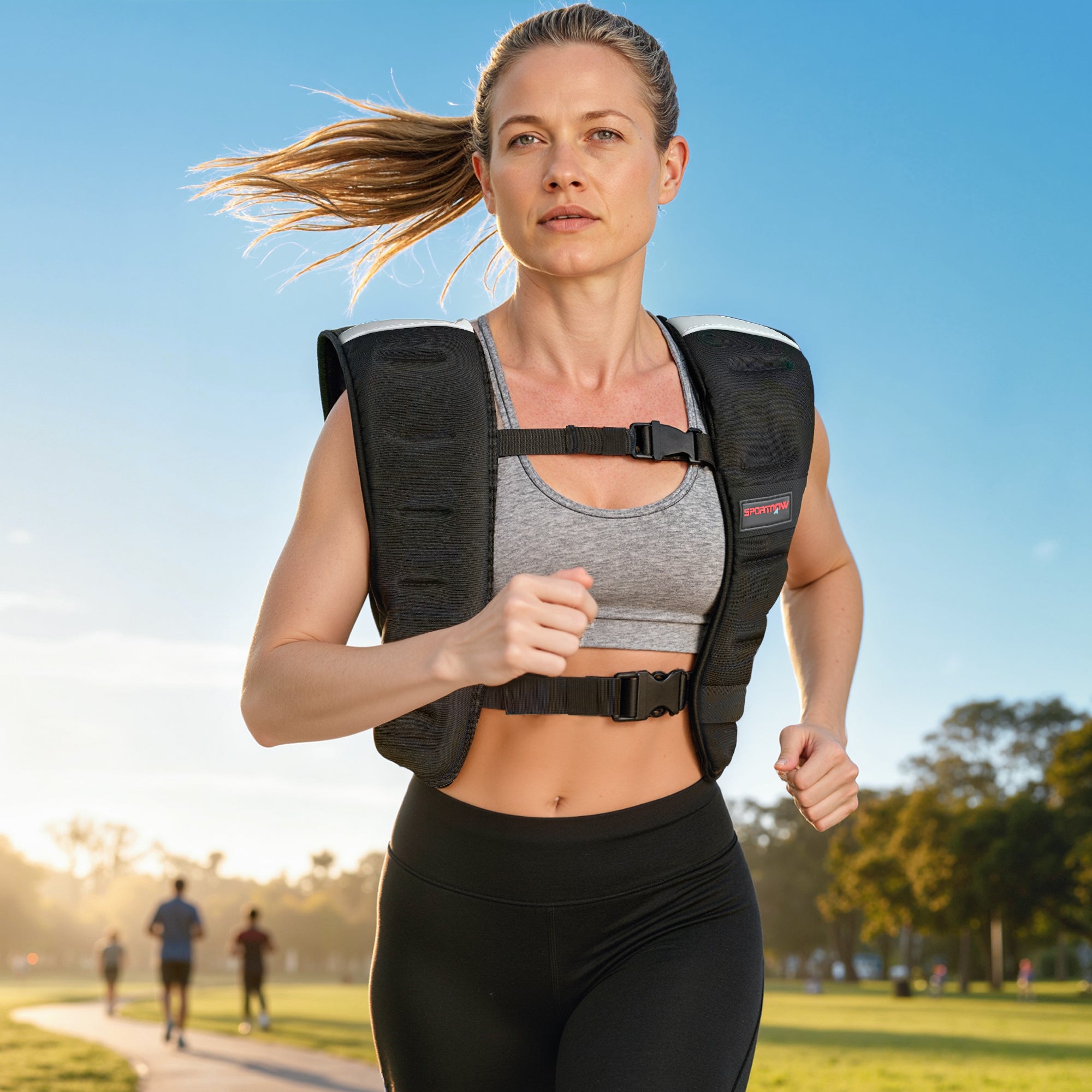 SPORTNOW Weighted Vest, 8 kg Weight Vest with Adjustable Straps, Reflective Strips, Black 