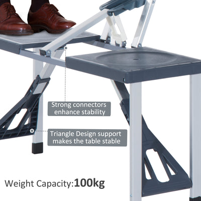 Outsunny Camping 4-Seat Table Set W/Chairs-Black/Grey 