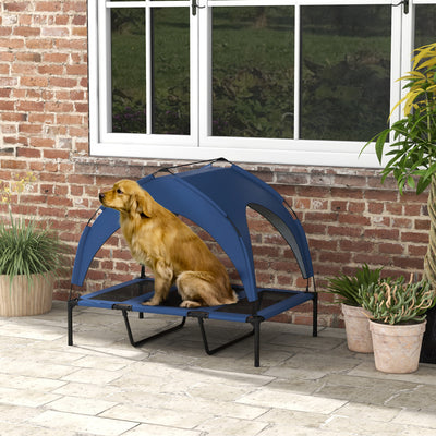 PawHut Cooling Raised Pet Bed w/ Washable Breathable Mesh, for Large Dogs, 106 x 76 x 94cm - Dark Blue 