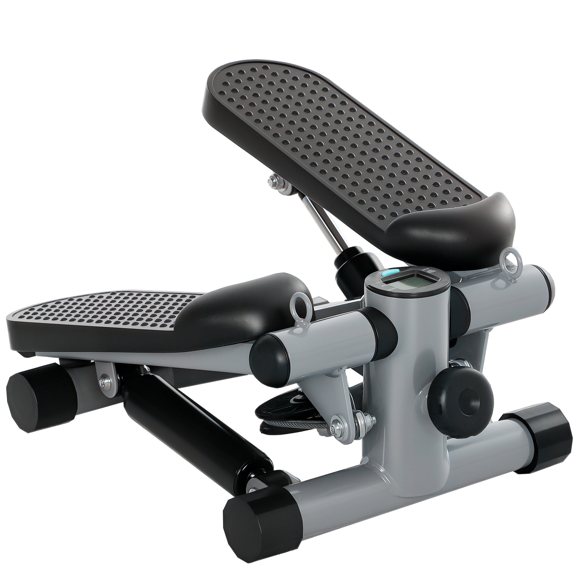 SPORTNOW Mini Stepper, Compact Step Machine Exerciser for Home Workouts, with Resistance Bands, LCD Monitor, Non-Slip Pedals 