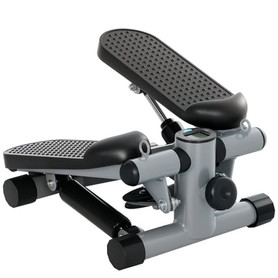 SPORTNOW Mini Stepper, Compact Step Machine Exerciser for Home Workouts, with Resistance Bands, LCD Monitor, Non-Slip Pedals 