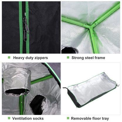 Outsunny Grow Tent Reflective Mylar Hydroponic with Adjustable Vents and Floor Tray for Indoor Plant Growing, 120 x 60 x 150 cm (47" x 23.5" W x 59") 