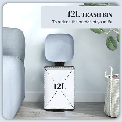 HOMCOM 12L Modern Boxy Metal Home Kitchen Bin - Light Blue 