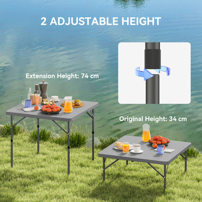Outsunny 3ft Folding Camping Table, Heavy Duty Picnic Table with 2 Adjustable Height for Indoor Outdoor Garden, Party, BBQ, Dark Grey 