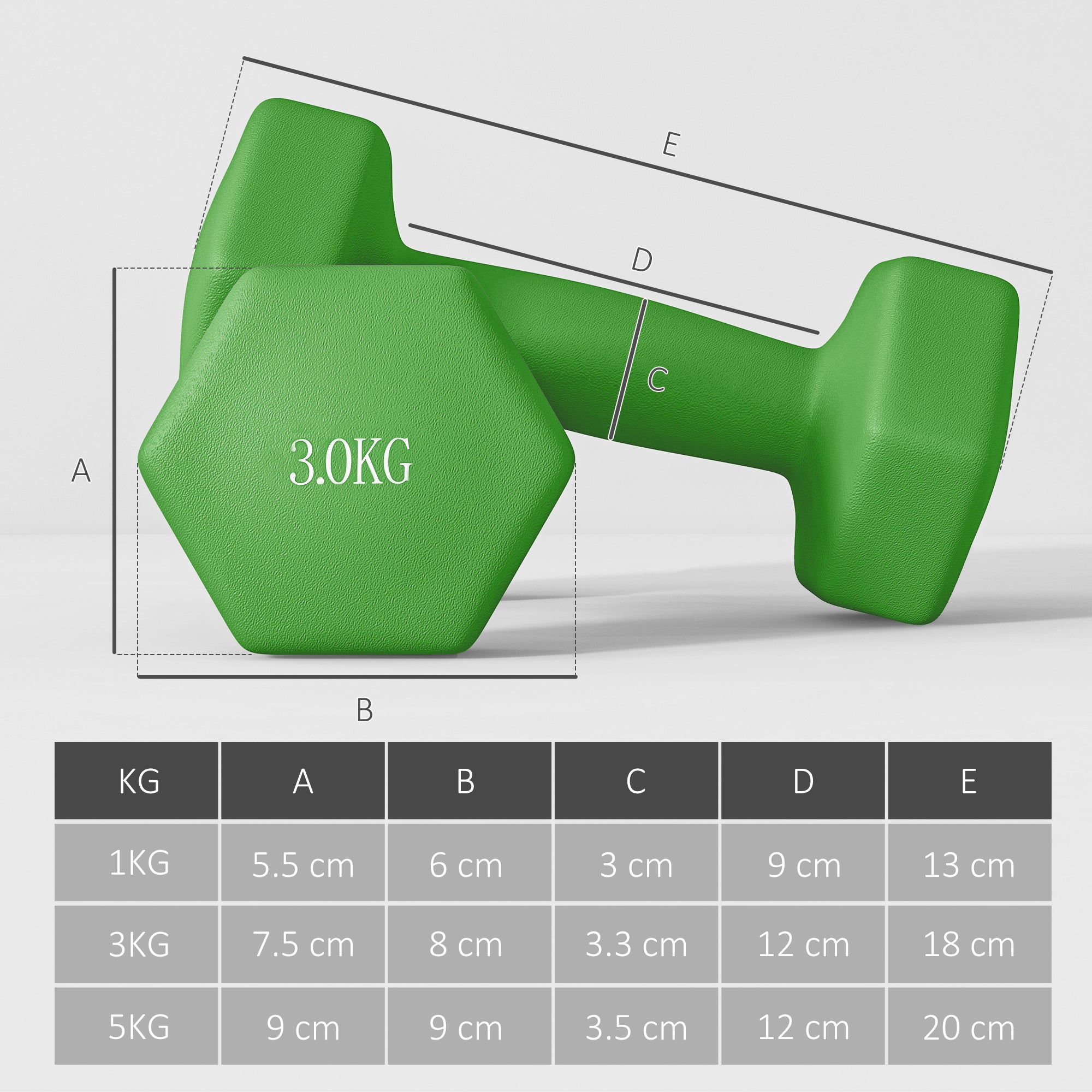 SPORTNOW Hex Dumbbells Set with Dumbbell Rack, Hand Weights for Strength Training Weight Lifting, 2 x 1kg, 2 x 3kg, 2 x 5kg 