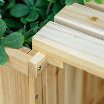 Outsunny 37L Wooden Garden Planter & Bench Combination Garden Raised Bed Patio Park Natural 176 x 38 x 40 cm 