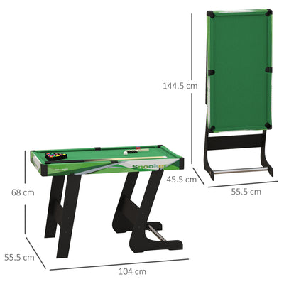 SPORTNOW 104cm Folding Mini Pool Table Set with 2 Cues, 16 Balls, Chalk, Triangle, Brush, Green 