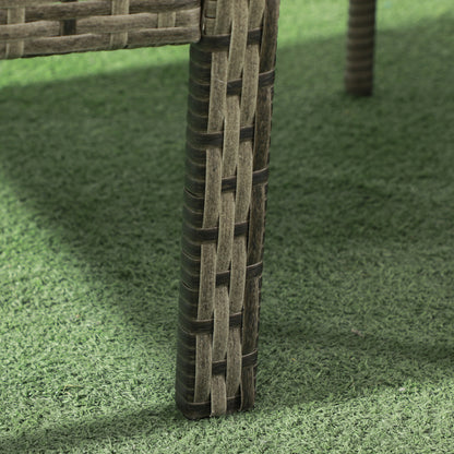 Outsunny 3 Pieces Rattan Bistro Set, Wicker Garden Furniture Set with Glass Top Coffee Table and Chairs, Washable Cushions for Outdoor, Patio, Balcony, Mixed Grey