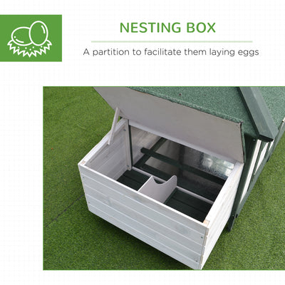 PawHut Chicken Coop, Small Animal Pet cage w/ Nesting Box, Wooden Outdoor Run, Green 