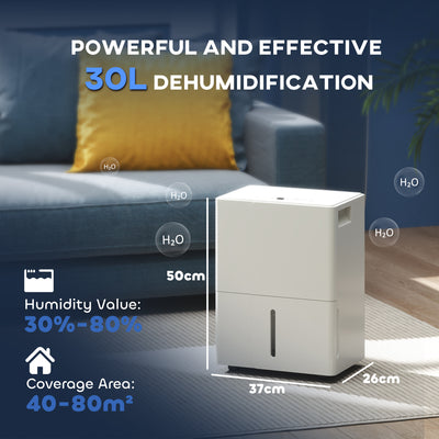HOMCOM 30L Clothes Dryer Dehumidifier - White 
