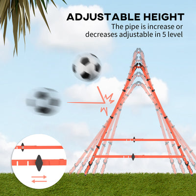 HOMCOM Double Sided Football Rebounder Net, Football Rebound Goal with Five Adjustable Angles, Orange 