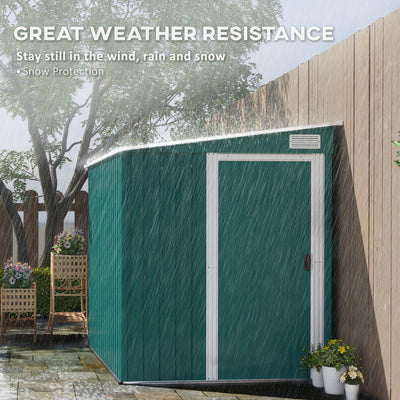 Outsunny 7 x 5ft Galvanised Metal Shed, with Sliding Door - Green 