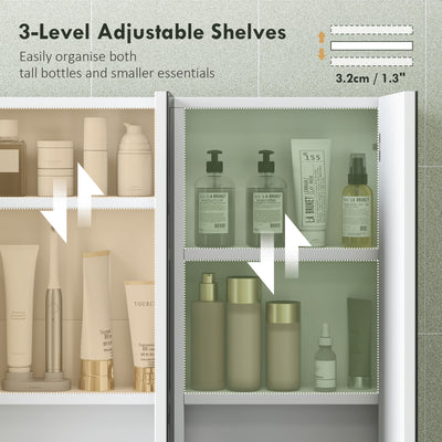 HOMCOM Three-Mirror Bathroom Storage Cabinet - White 