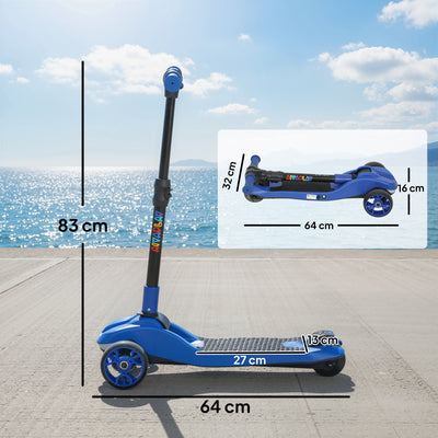 AIYAPLAY Three-Wheel Foldable Electric Scooter for Kids Aged 6-10 Years, Blue 