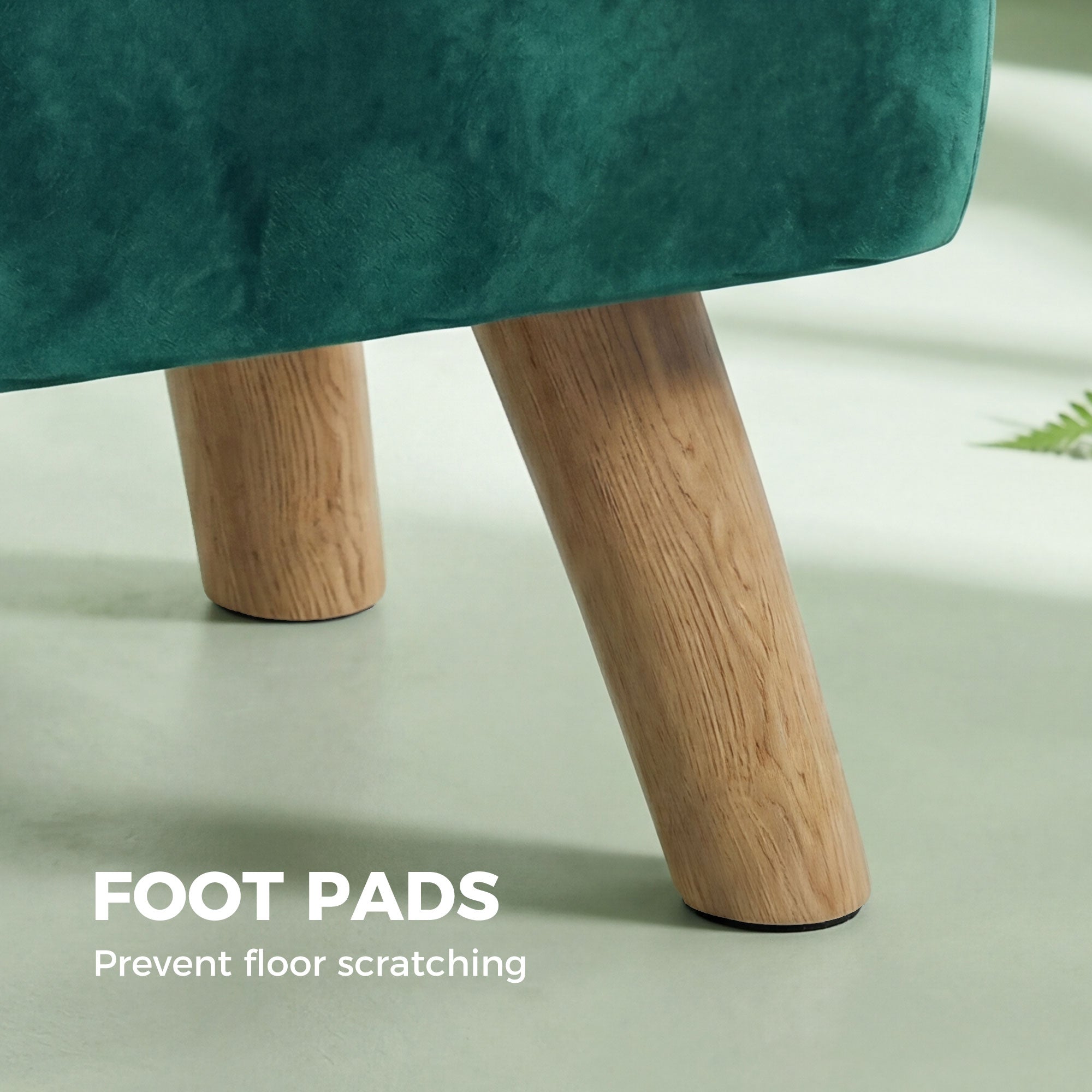 HOMCOM Velvet Square Padded Footstool - Dark Green 