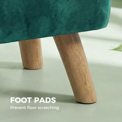 HOMCOM Velvet Square Padded Footstool - Dark Green 