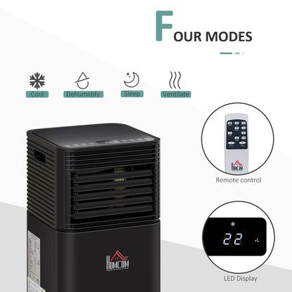 HOMCOM 5000 BTU 4-In-1 Portable Air Conditioner Unit Cooling Dehumidifying Ventilating  for Room up to 18m², with Fan, Remote, 24H Timer, Window Mount Kit, R290, A Energy Efficiency 