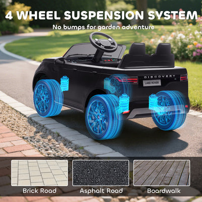 AIYAPLAY Land Rover Discovery Licensed 12V Kids Electric Car with Remote, 4 Wheel Suspension, Slow Start, Lights, Music, Black 