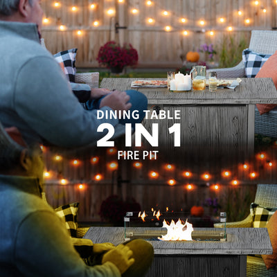Outsunny 50,000 BTU Gas Fire Pit Table with Cover and Glass Screen - Grey 
