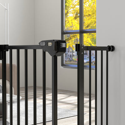 PawHut Metal 74-94cm Wide Adjustable Dog Gate Black 