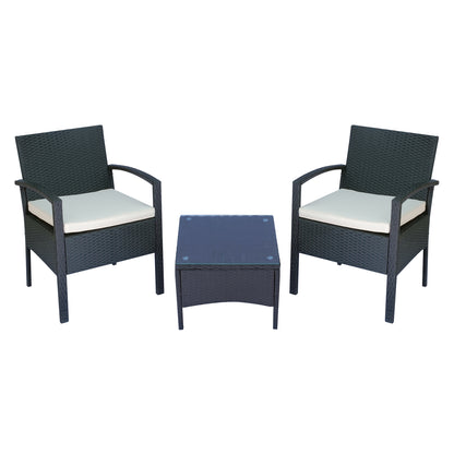 Outsunny 2 Seater Rattan Bistro Set, Steel-Black 