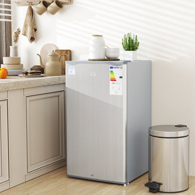 HOMCOM 91L Freestanding Under-Counter Fridge with Lock - Grey 