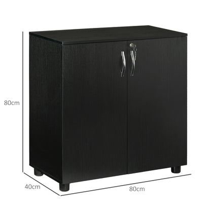 Vinsetto Two-Tier Locking Office Storage Cabinet - Black 