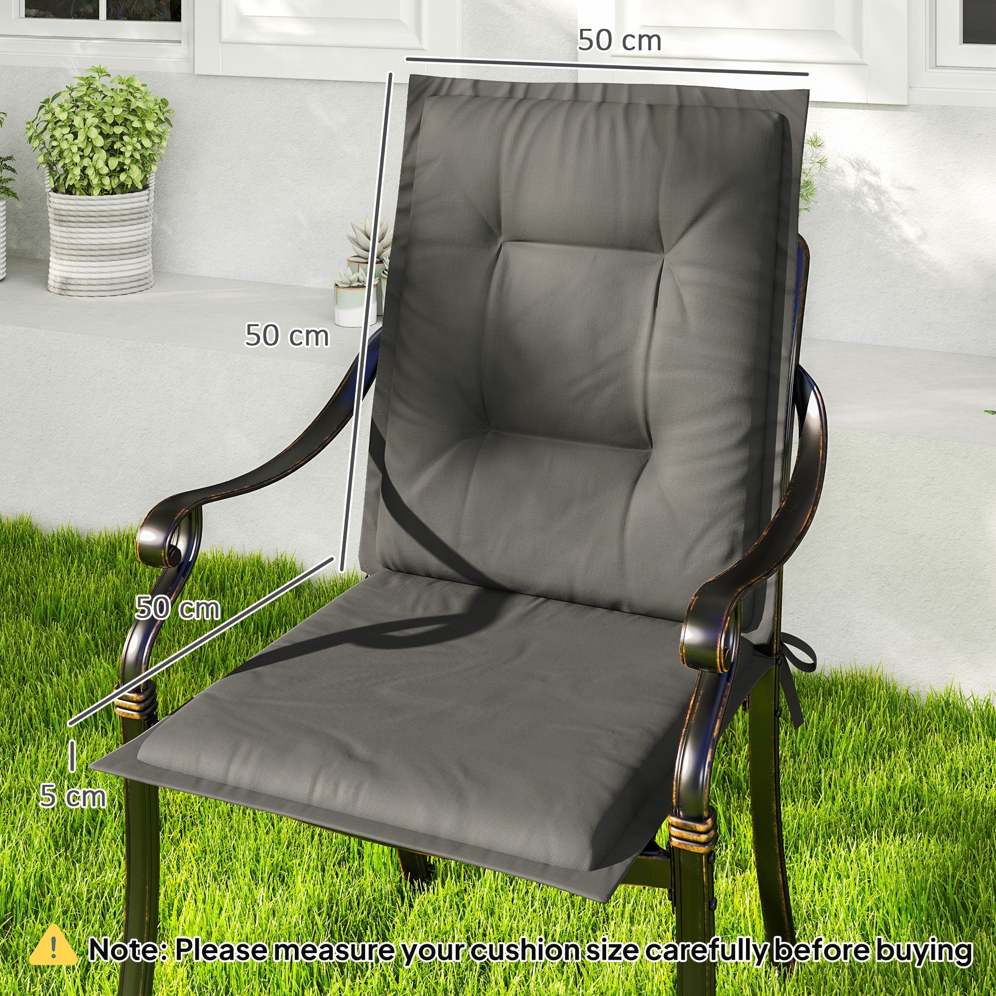 Outsunny Set of Four Padded Garden Seat Cushions - Light Grey 