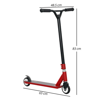HOMCOM Stunt Scooter, 360° Entry Level Tricks Scooter w/ Lightweight Aluminium Deck and ABEC 7 Bearing, For Age 14+ Beginners, Red 