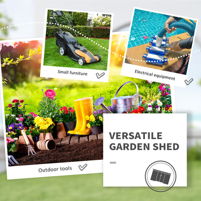 Outsunny Garden Metal Tool Storage Shed with Sliding Door, Sloped Roof and Floor Foundation, 152 x 132 x 188cm, Green