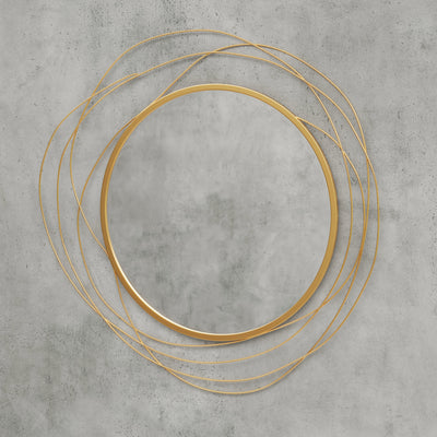HOMCOM Abstract Metal Wire Wall Mirror, with Accessories - Gold Tone 