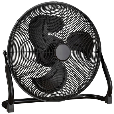 HOMCOM Metal Floor Fan with Tilting, High Velocity, 3 Speed, Portable Gym Fan for Home Office, Black 