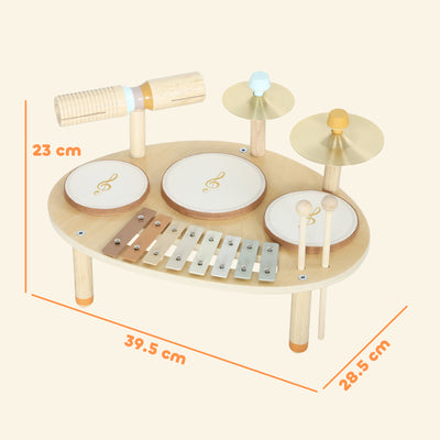 AIYAPLAY Baby Drum Kit, Wooden Kids Musical Instruments with Drums and Xylophone, Gifts for Girls Boys Birthday, Natural 